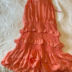 Coral Ruffle Tiered Sundress
